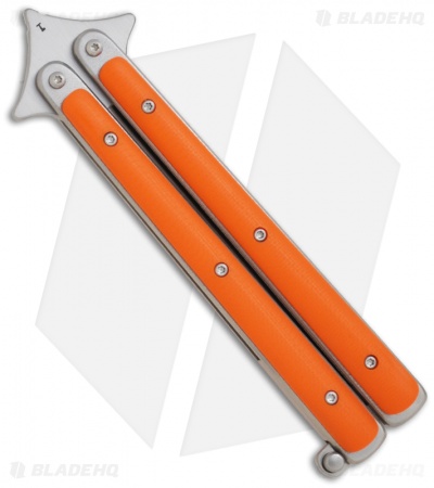 Les Voorhies Custom Knives Model 1 Balisong Butterfly Knife w/ Orange G-10