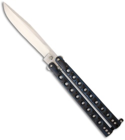 McAhron Custom Balisong Blue/Black G-10 Bowie Butterfly Knife (4.38" Satin)