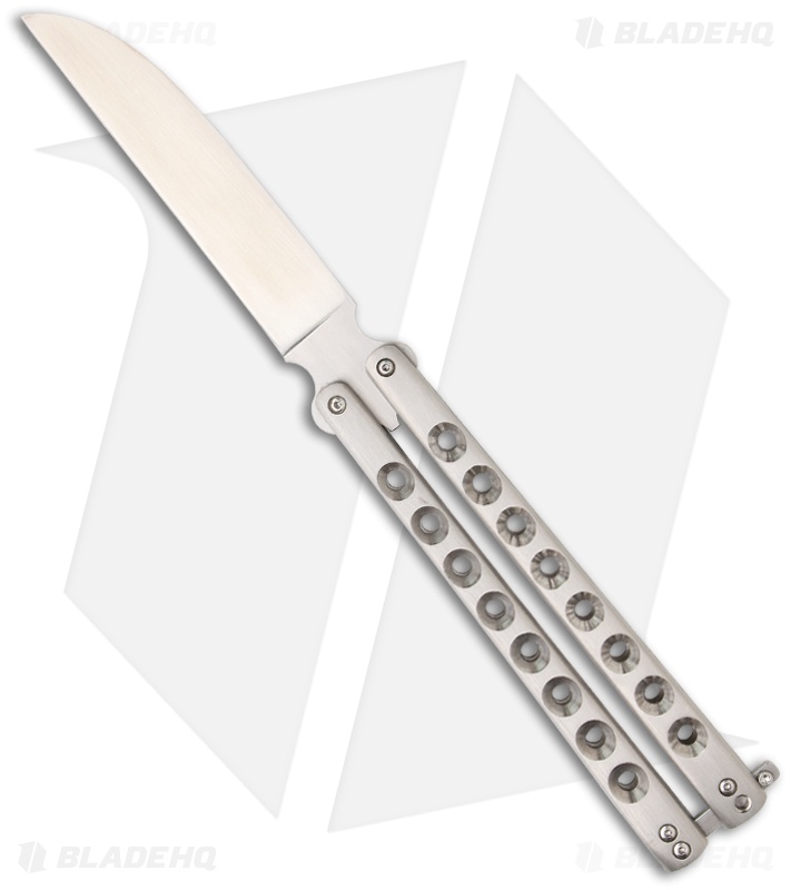 McAhron Custom Balisong Titanium Wharncliffe Butterfly Knife (4.38" Satin)