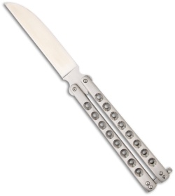 McAhron Custom Balisong Titanium Wharncliffe Butterfly Knife (4.38" Satin)