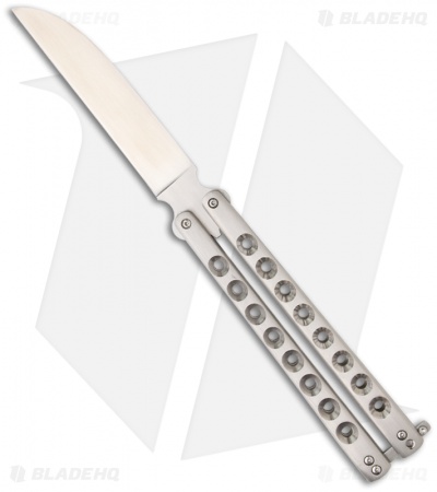 McAhron Custom Balisong Titanium Wharncliffe Butterfly Knife (4.38" Satin)