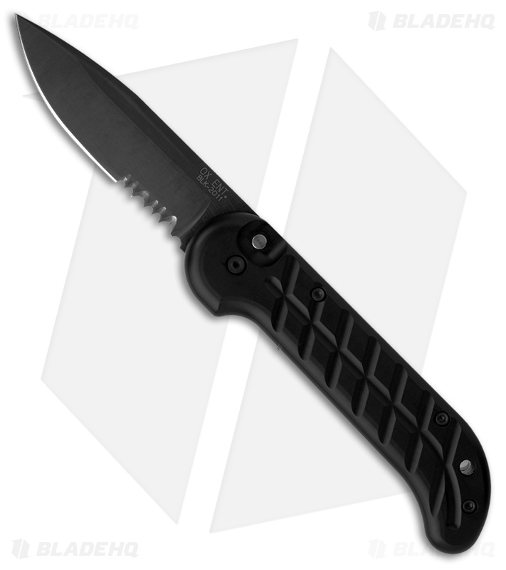 Ox Forge Original Black Automatic Knife (3.75" Black Serr) BLKS-2011