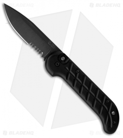 Ox Forge Original Black Automatic Knife (3.75" Black Serr) BLKS-2011