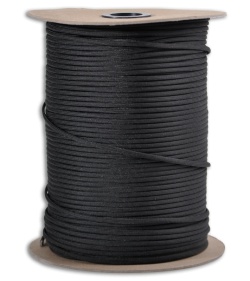 Spool of Black 550 Paracord Nylon Braided 7-Strand Core (1000