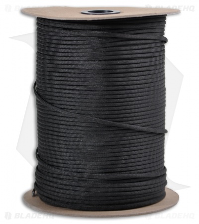 Spool of Black 550 Paracord Nylon Braided 7-Strand Core (1000') USA