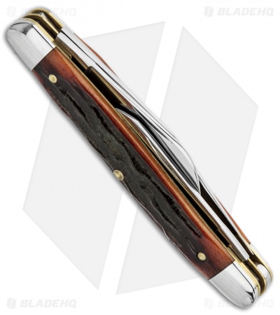 Queen Cutlery Large Stockman Knife 4" Aged Honey Amber Jigged Bone 9-ACSB
