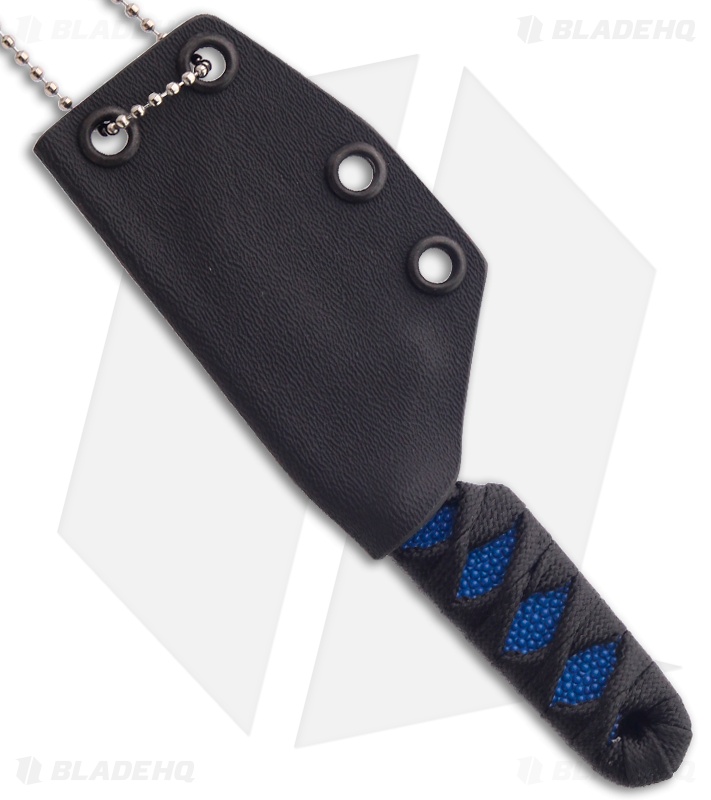 Sam Eddleman Wharncliffe Dashi Neck Knife Cord Wrap Blue Rayskin (2" Plain)