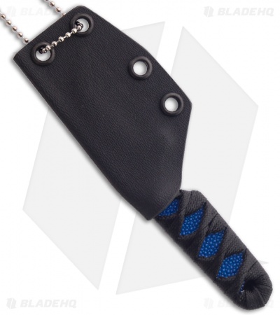 Sam Eddleman Wharncliffe Dashi Neck Knife Cord Wrap Blue Rayskin (2" Plain)