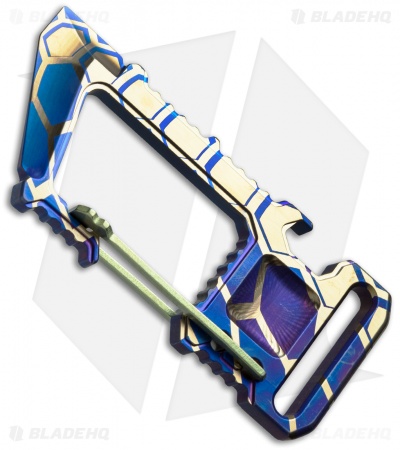 Ti2 Design Whar-Biner Utility Carabiner Tool - Blue/Gold Lazano Titanium