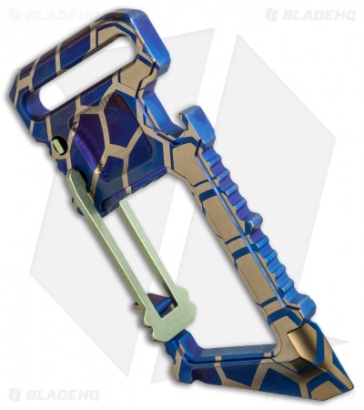 Ti2 Design Whar-Biner Utility Carabiner Tool - Blue/Gold Lazano Titanium