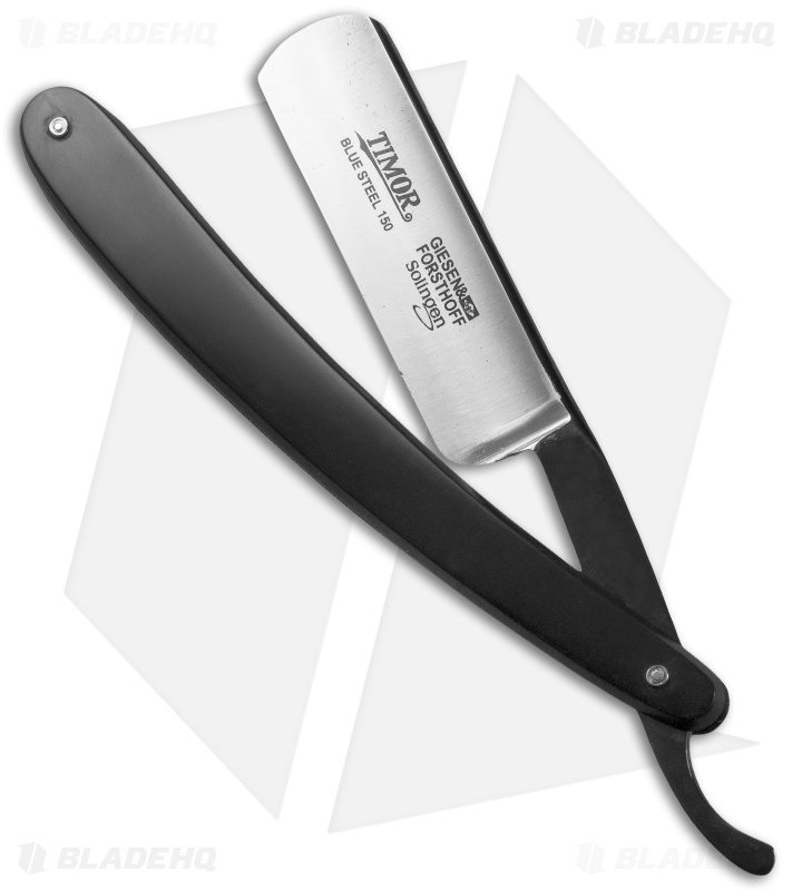 Timor Straight Razor Black Plastic Handle (5/8" Carbon Steel) 1506