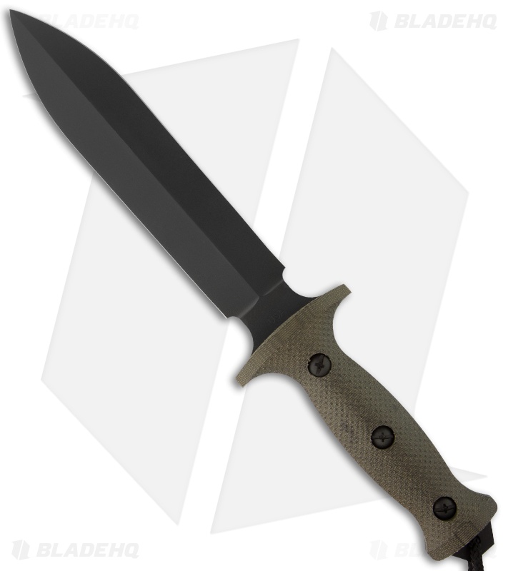Treeman Knives Combat Dagger D/E Fixed Blade Knife Green Micarta (8" Plain)
