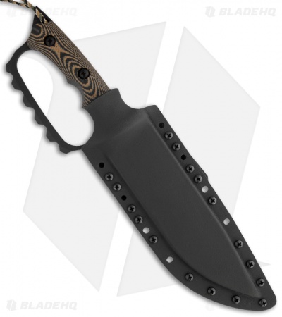 Treeman Knives Original Combat Bowie D-Guard Knife Black/Brown G10 (8" Plain)