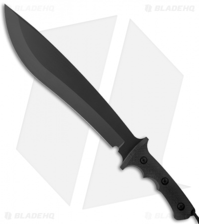 Treeman Knives Combat Machete Fixed Blade Knife (12" Black Plain)