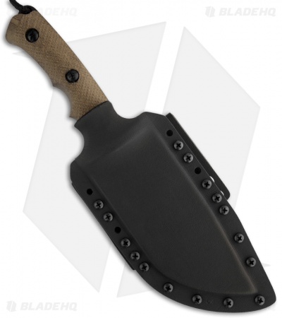 Treeman Knives The Beast Fixed Blade Knife Tan Micarta (5.875" Black Plain)