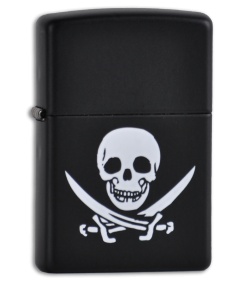Zippo Lighter Black Jolly Roger Skull 218