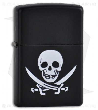 Zippo Lighter Black Jolly Roger Skull 218