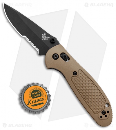 Benchmade Mini Griptilian AXIS Lock Knife Sand (2.91" Black Serr)  D2