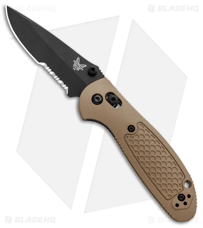 Benchmade Mini Griptilian AXIS Lock Knife Sand (2.91" Black Serr)  D2