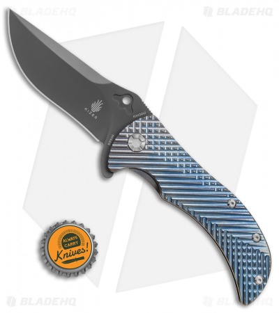 Kizer Zambi Frame Lock Knife Blue Titanium (3.625" Gray) KI4434A2