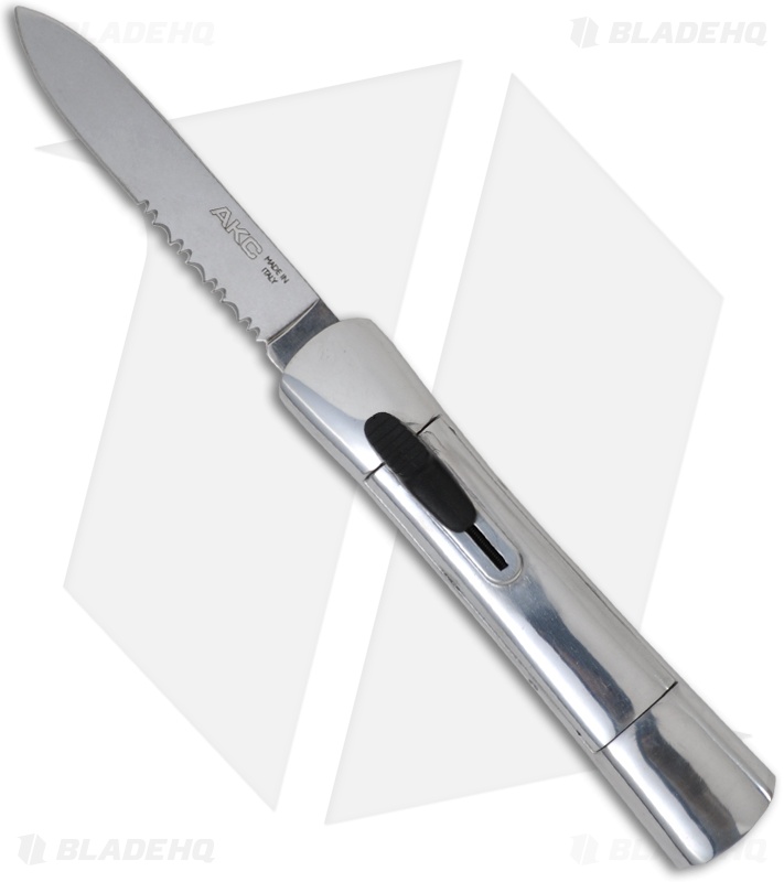 AKC Concord OTF Automatic Knife Silver (3.25" Stonewash Serr)