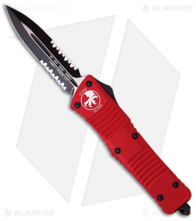 Microtech Red Combat Troodon OTF D/E Knife (3.8" Black Serr) 142-2RD LTD