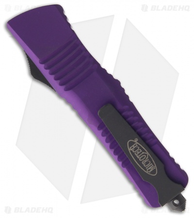 Microtech Combat Troodon OTF D/E Purple Bowie Knife (3.8" Black Plain) 146-1PU