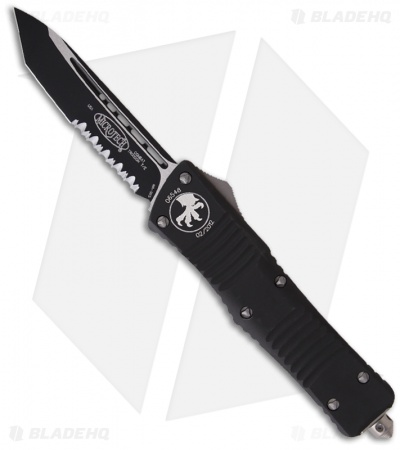 Microtech Combat Troodon Automatic OTF Knife Tanto (3.8" Black Serr) 144-2