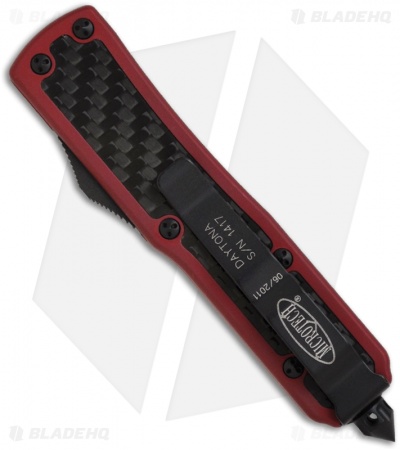 Microtech Red Daytona D/A OTF D/E Knife Carbon Fiber (3.25" Black Plain) 126-1RD