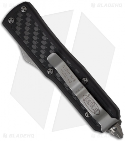 Microtech Daytona D/A OTF Knife Carbon Fiber (3.25" Stonewash Full Serr) 126-12