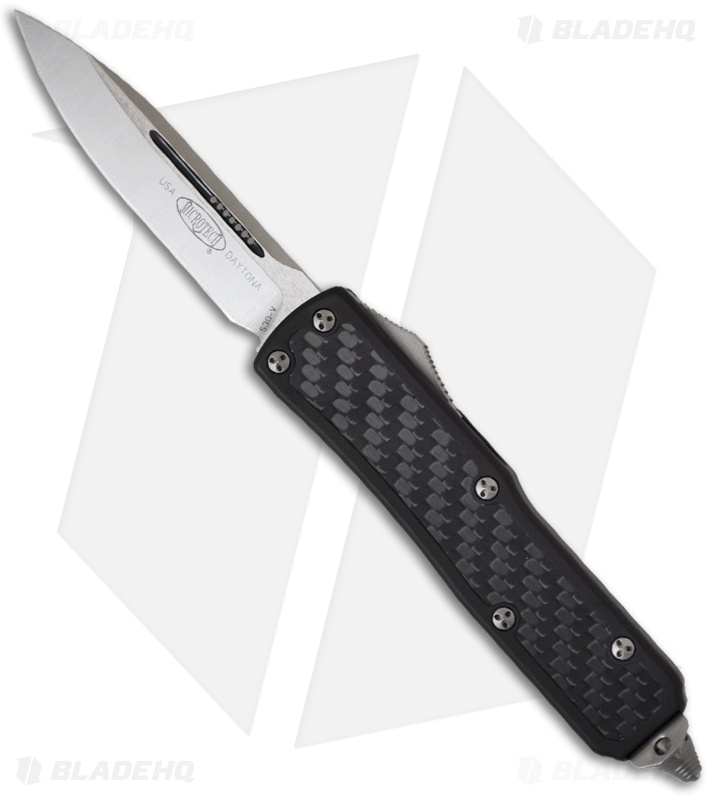 Microtech Daytona D/A OTF Knife w/ Carbon Fiber (3.25" Stonewash Plain) 124-10