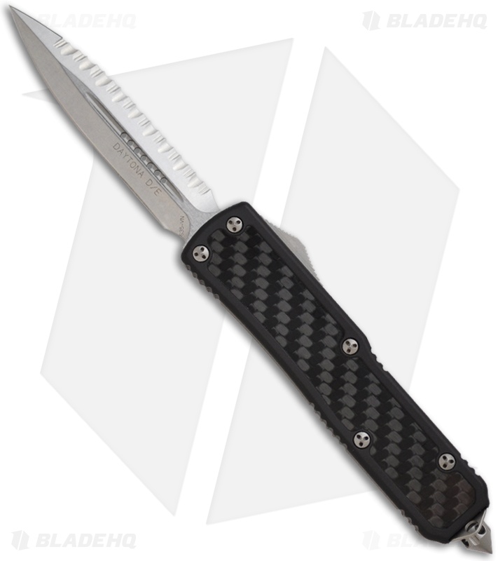 Microtech Daytona D/A OTF Knife Carbon Fiber (3.25" Stonewash Full Serr