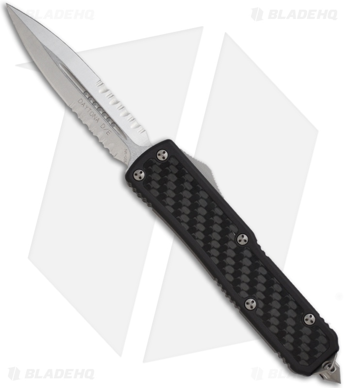 Microtech Daytona D/A OTF D/E Knife Carbon Fiber (3.25" Stonewash Serr) 126-11
