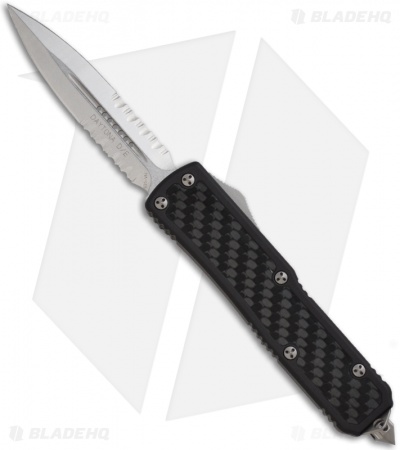 Microtech Daytona D/A OTF D/E Knife Carbon Fiber (3.25" Stonewash Serr) 126-11