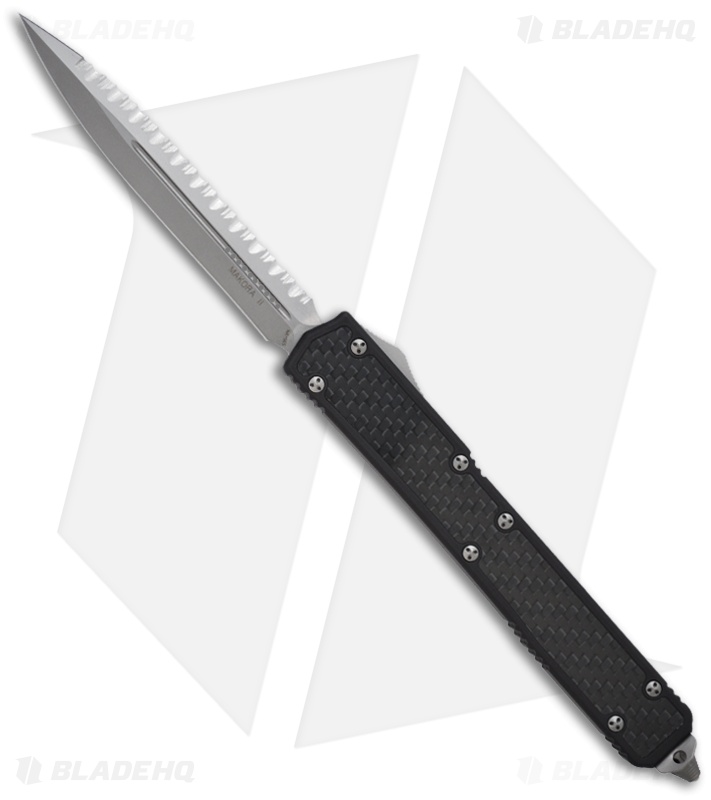 Microtech Makora II OTF Knife D/A Double Edge (4.45" Bead Blast Full Serr) 106-9