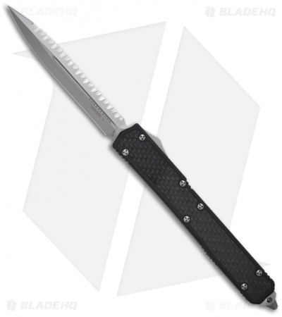 Microtech Makora II OTF Knife D/A Double Edge (4.45" Bead Blast Full Serr) 106-9
