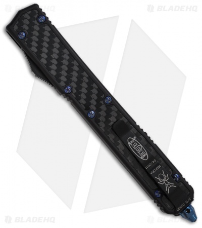 Microtech Makora II OTF Knife D/A Auto Blue Titanium (4.45" Satin Plain) 106-4Ti