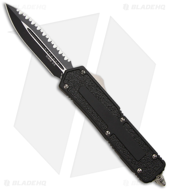 Microtech Scarab D/E OTF Automatic Knife (3.5" Black Full Serr) 175-3