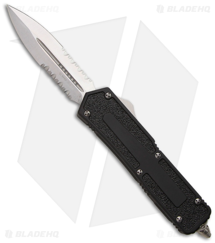 Microtech Scarab D/E OTF Automatic Knife (3.5" Stonewash Serr) 175-11