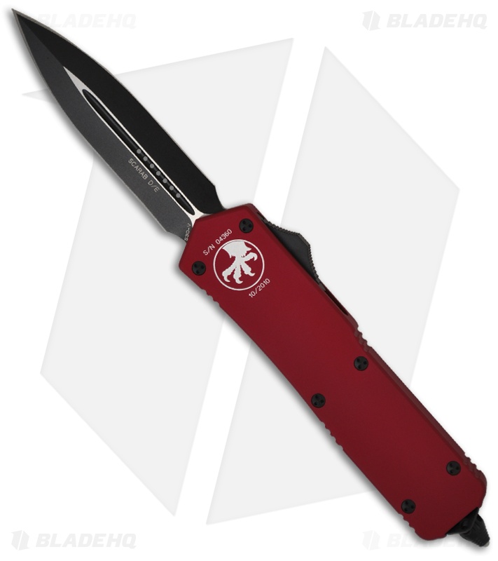 Microtech Scarab Executive Red OTF D/E Dagger Knife (Two-Tone PLN) 109-1RD