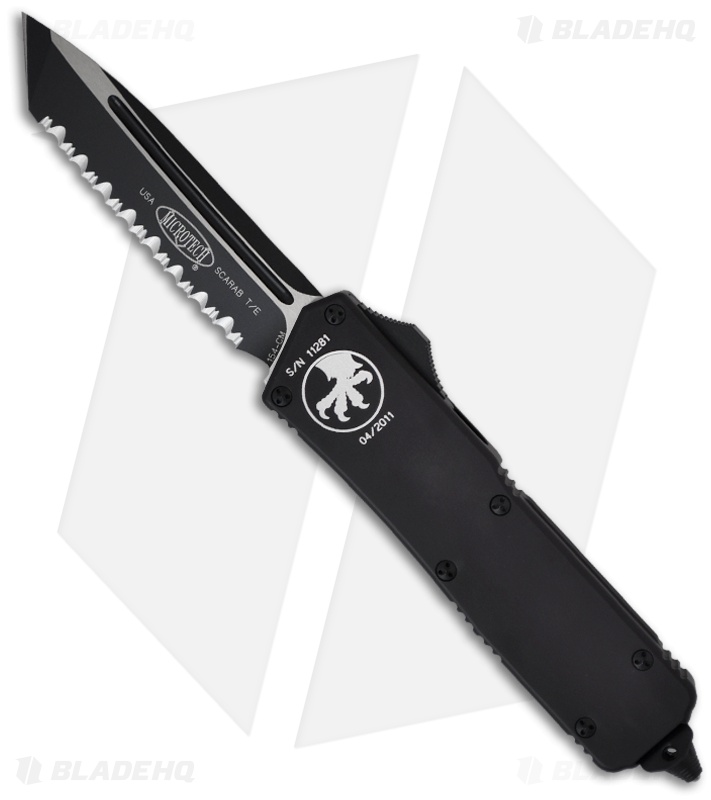 Microtech Scarab Executive Tactical OTF Tanto Knife (3.5" Black Serr) 108-3T