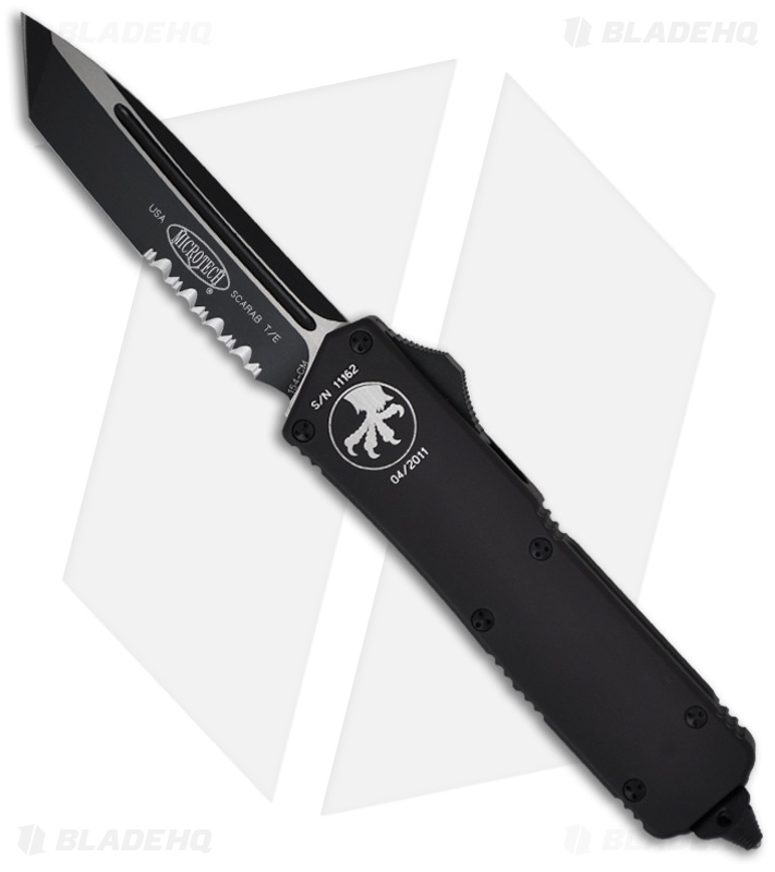 Microtech Scarab Executive Tactical OTF Tanto Knife (3.5" Black Serr) 108-2T