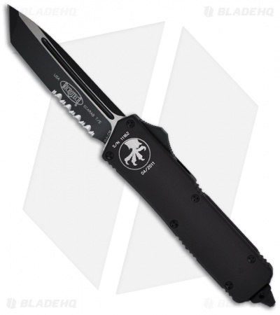 Microtech Scarab Executive Tactical OTF Tanto Knife (3.5" Black Serr) 108-2T