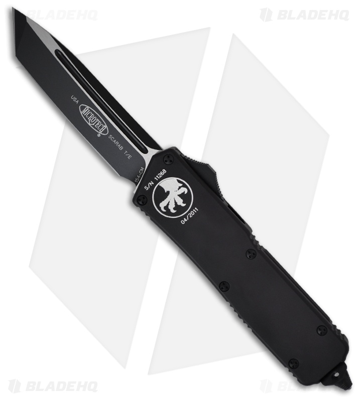 Microtech Scarab Executive Tactical OTF Tanto Knife (3.5" Black Plain) 108-1T