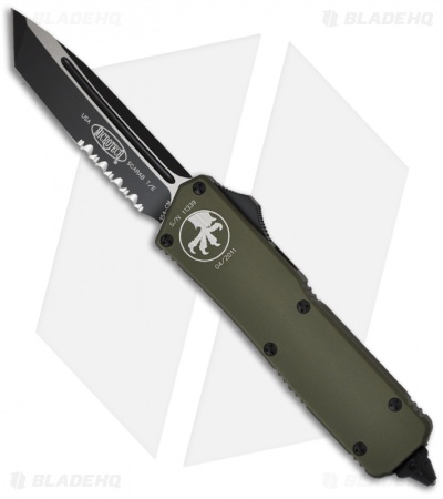 Microtech Scarab Executive Green OTF Tanto Knife (3.5" Black Serr) 108-2GR