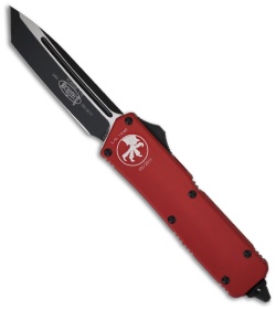 Microtech Scarab Executive Red OTF Tanto Knife (3.5" Black Plain) 108-1RD