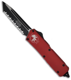 Microtech Scarab Executive Red OTF Tanto Knife (3.5" Black Full Serr) 108-3RD