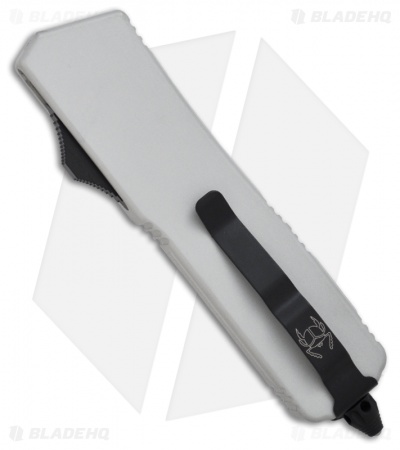 Microtech Scarab Executive Silver OTF Tanto Knife (3.5" Black Plain) 108-1W