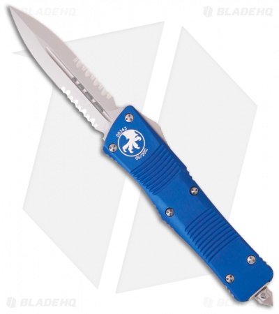 Microtech Blue Troodon D/E OTF Automatic Knife (3" Bead Blast Serr) 138-8BL