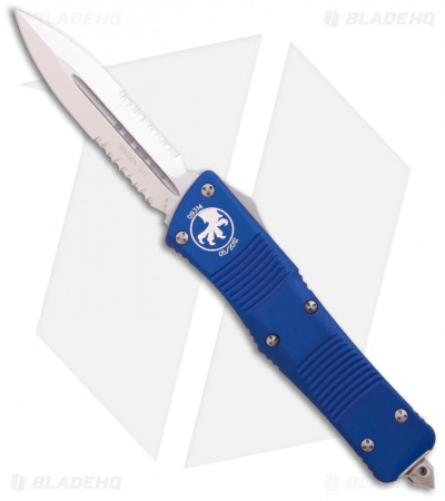 Microtech Blue Troodon D/E OTF Automatic Knife (3" Satin Serr) 138-5BL